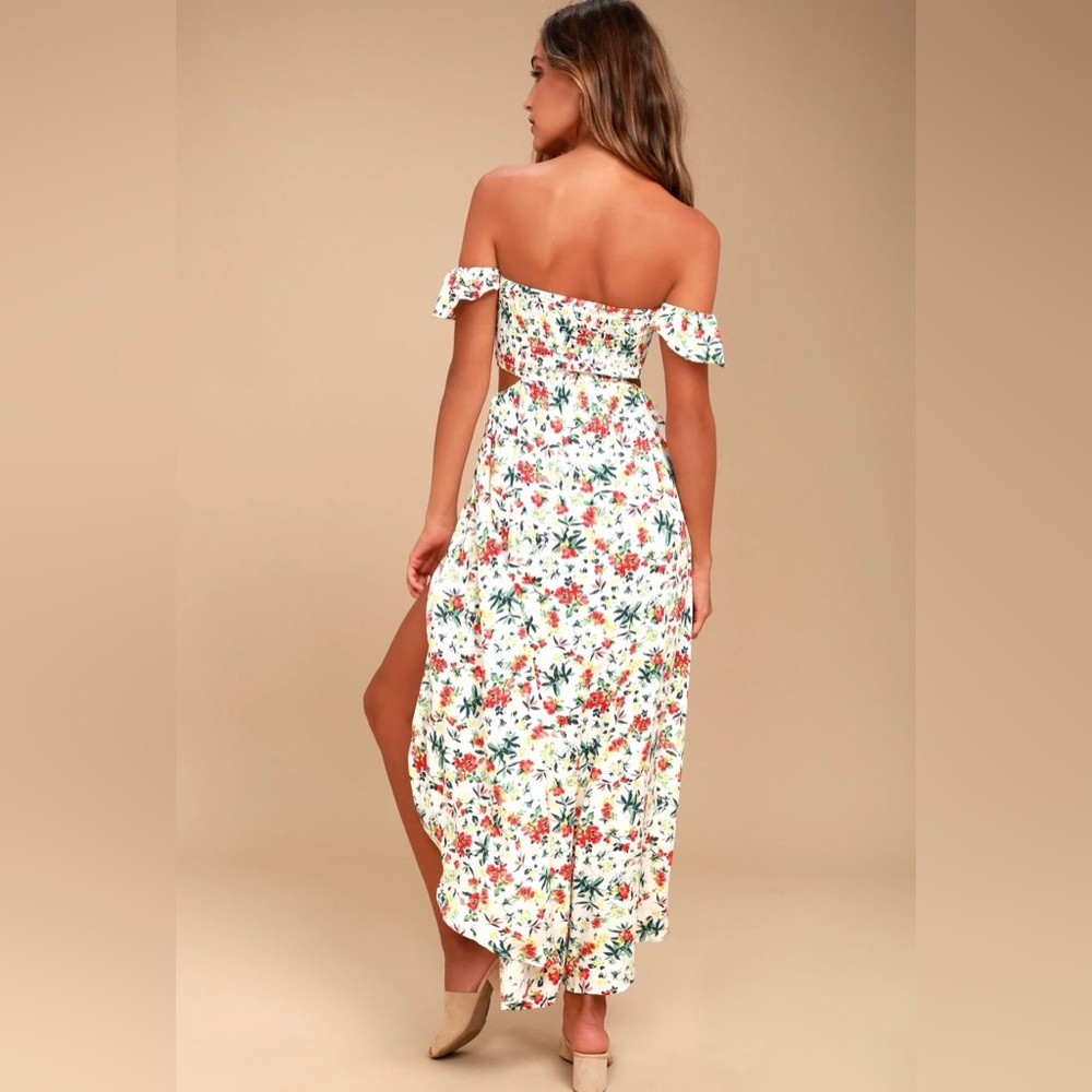 Lush/Lulus Strapless Floral Dress in White and Red | NWOT - Picture 2 of 6